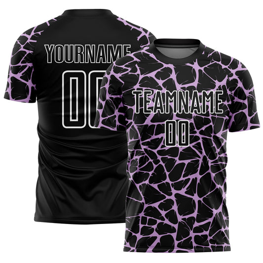 Custom Black Light Purple-White Abstract Network Splash Sublimation Soccer Uniform Jersey - Sky-Custom