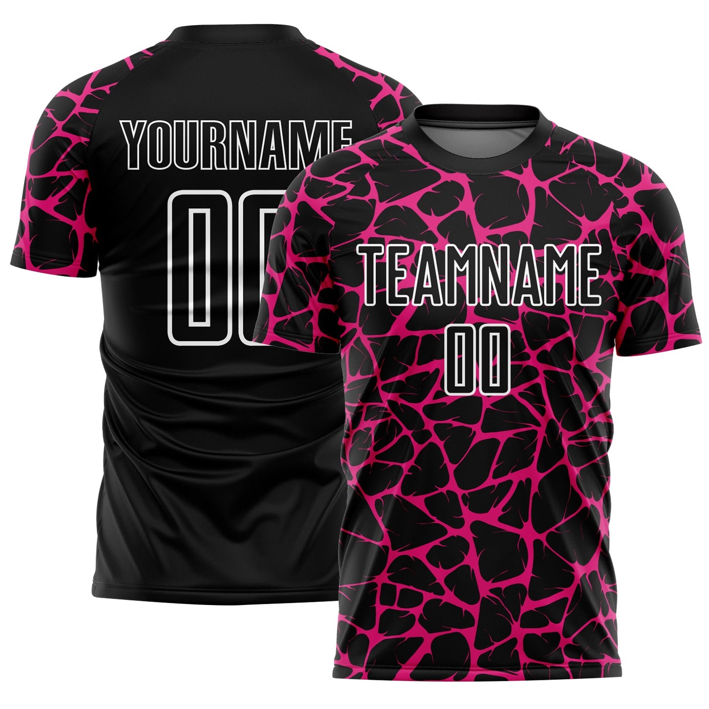 Custom Black Hot Pink-White Abstract Network Splash Sublimation Soccer Uniform Jersey - Sky-Custom