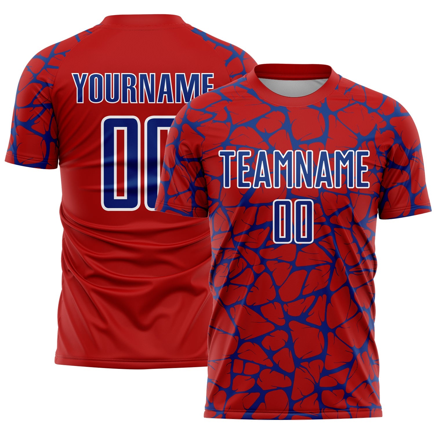 Custom Red Royal-White Abstract Network Splash Sublimation Soccer Uniform Jersey - Sky-Custom