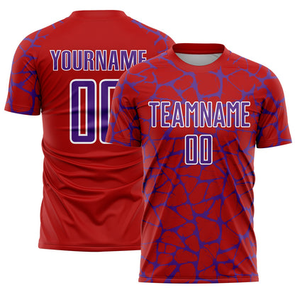 Custom Red Purple-White Abstract Network Splash Sublimation Soccer Uniform Jersey - Sky-Custom