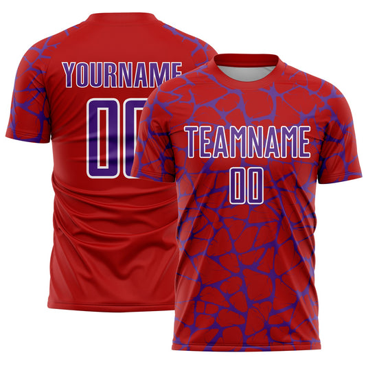 Custom Red Purple-White Abstract Network Splash Sublimation Soccer Uniform Jersey - Sky-Custom