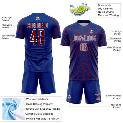 Custom Royal Crimson-White Abstract Network Splash Sublimation Soccer Uniform Jersey - Sky-Custom