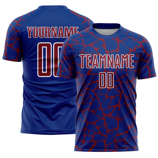 Custom Royal Crimson-White Abstract Network Splash Sublimation Soccer Uniform Jersey - Sky-Custom