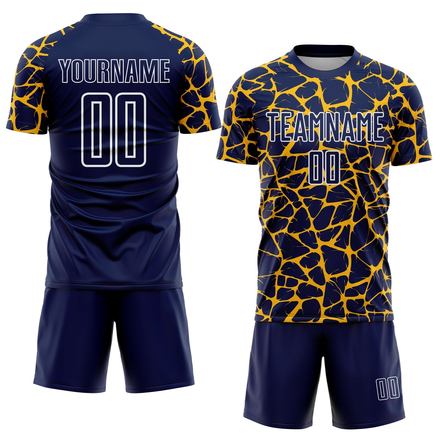Custom Navy Gold-White Abstract Network Splash Sublimation Soccer Uniform Jersey - Sky-Custom
