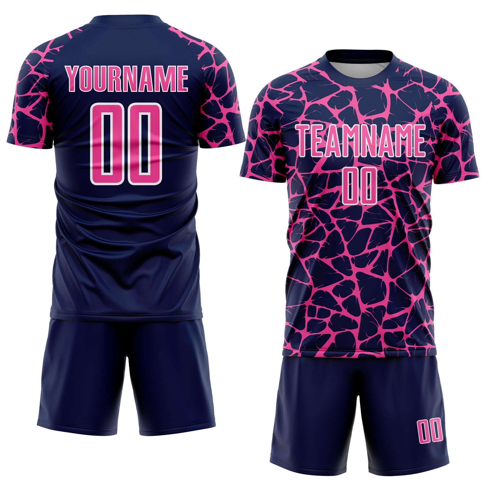 Custom Navy Pink-White Abstract Network Splash Sublimation Soccer Uniform Jersey - Sky-Custom