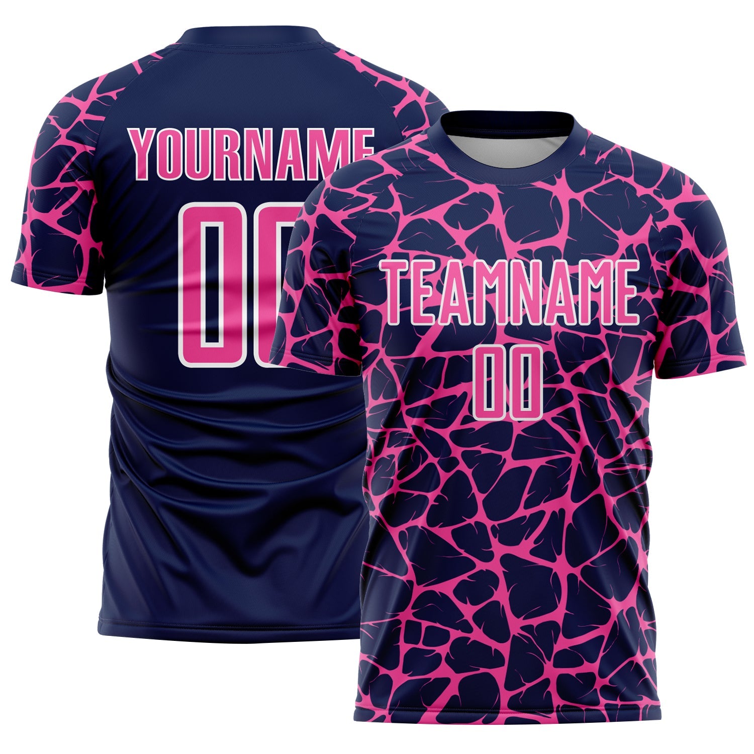 Custom Navy Pink-White Abstract Network Splash Sublimation Soccer Uniform Jersey - Sky-Custom