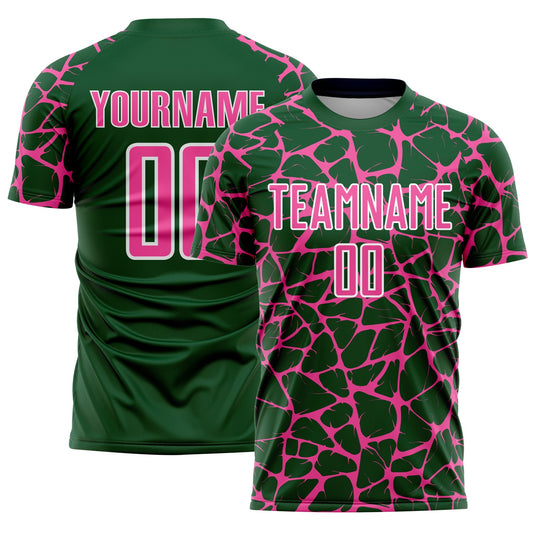 Custom Green Pink-White Abstract Network Splash Sublimation Soccer Uniform Jersey - Sky-Custom