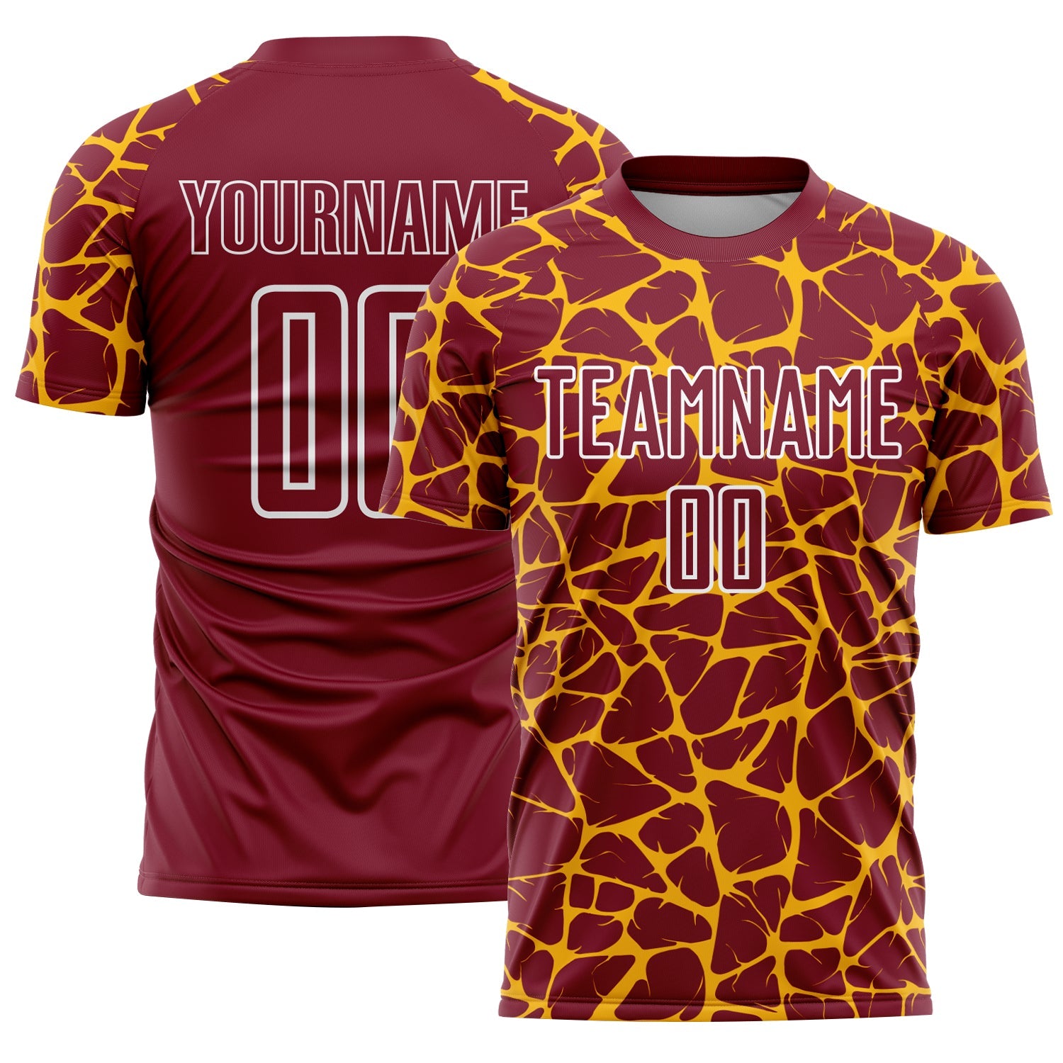 Custom Crimson Gold-White Abstract Network Splash Sublimation Soccer Uniform Jersey - Sky-Custom