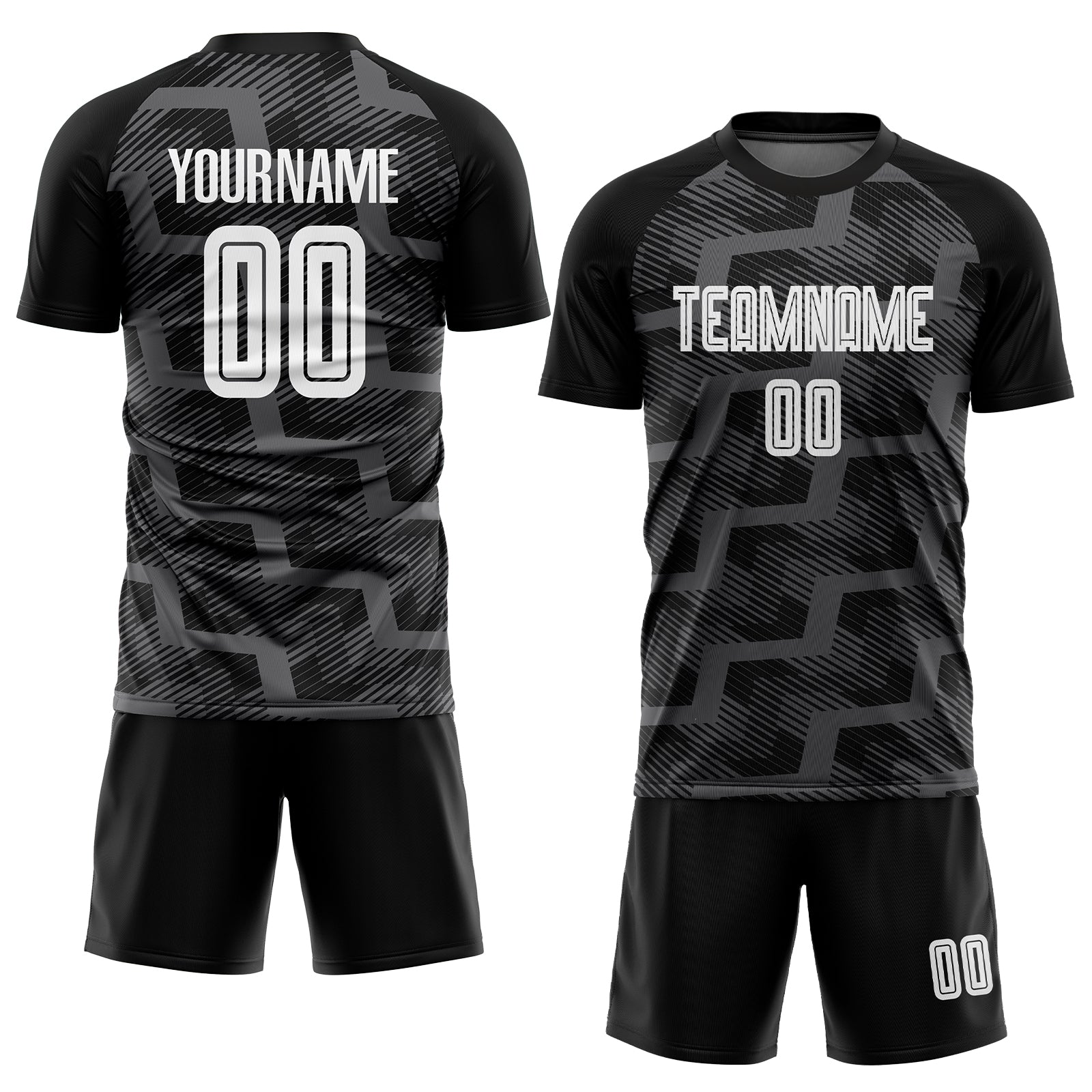 Custom Black White-Steel Gray Line Sublimation Soccer Uniform Jersey - Sky-Custom