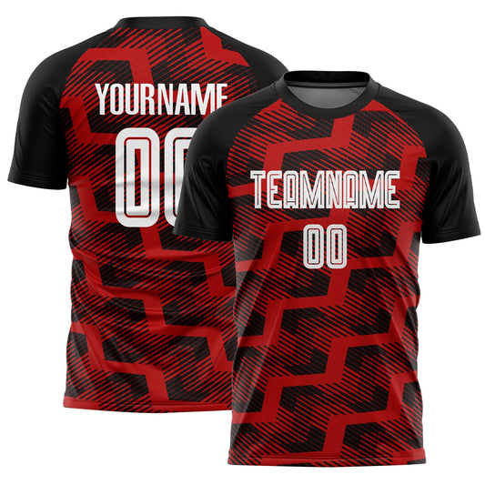 Custom Black White-Red Line Sublimation Soccer Uniform Jersey - Sky-Custom