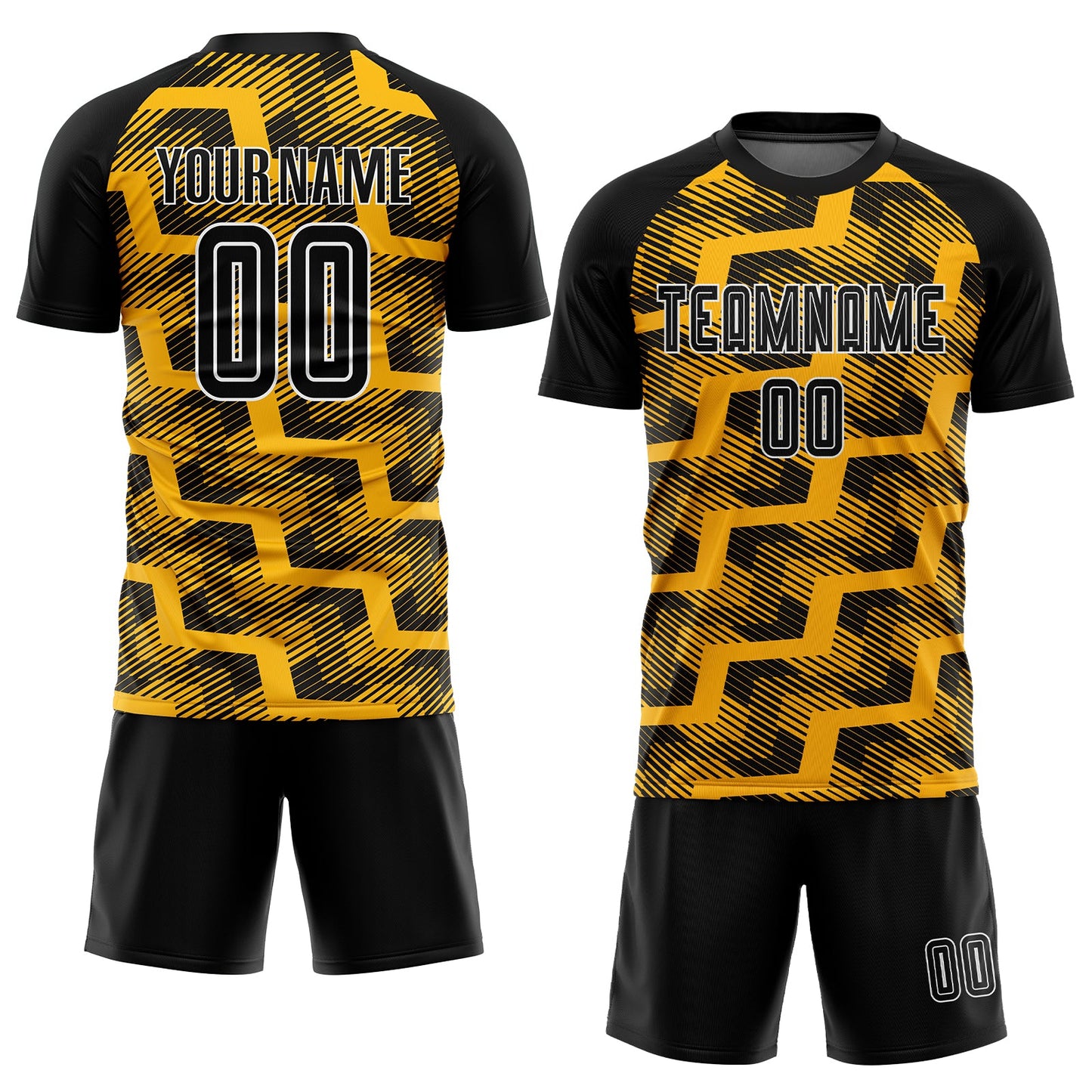 Custom Black Gold-White Line Sublimation Soccer Uniform Jersey - Sky-Custom