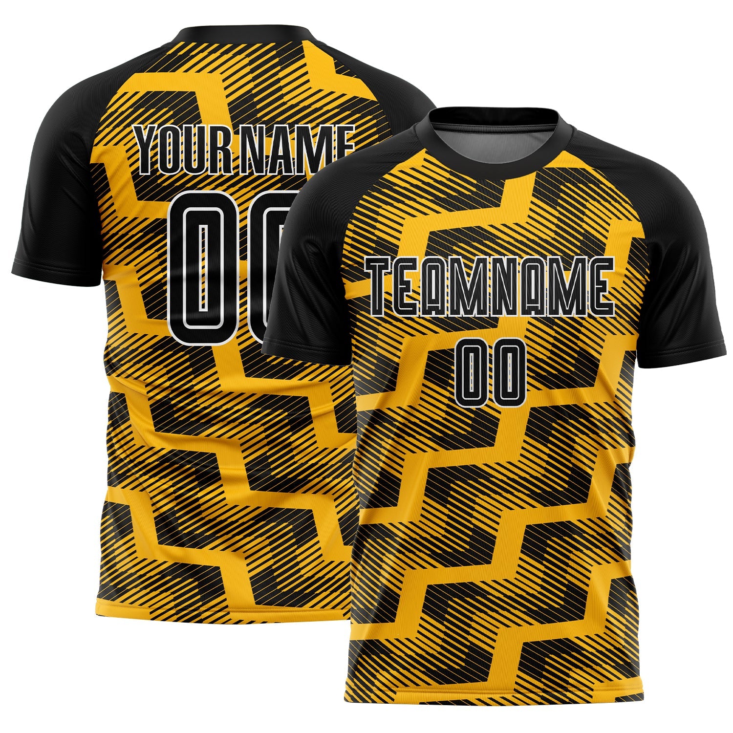 Custom Black Gold-White Line Sublimation Soccer Uniform Jersey - Sky-Custom
