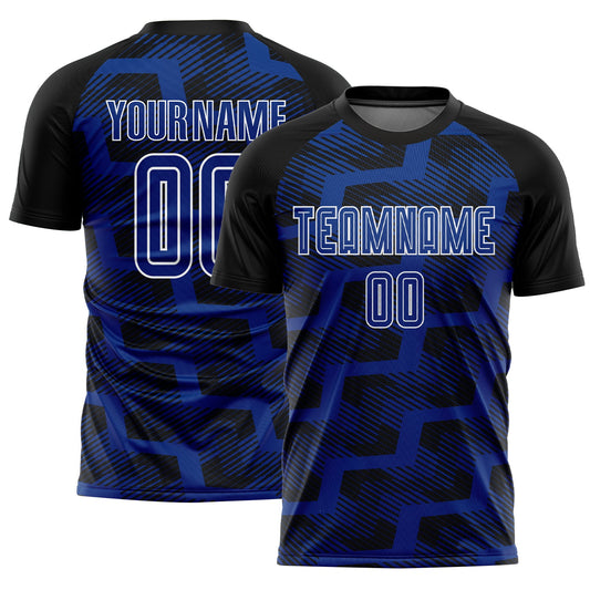Custom Black Royal-White Line Sublimation Soccer Uniform Jersey - Sky-Custom