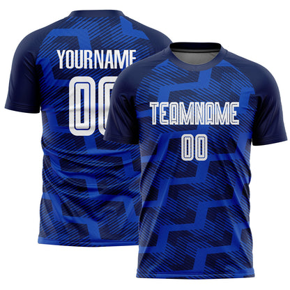 Custom Navy White-Thunder Blue Line Sublimation Soccer Uniform Jersey - Sky-Custom