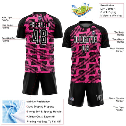 Custom Black Pink-White Line Sublimation Soccer Uniform Jersey - Sky-Custom