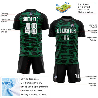 Custom Black White-Kelly Green Line Sublimation Soccer Uniform Jersey - Sky-Custom