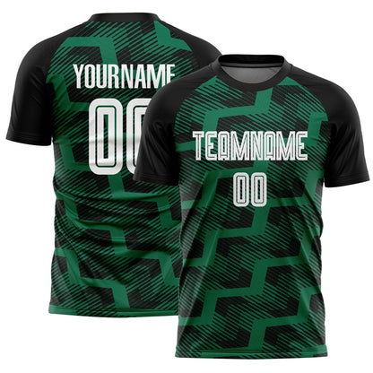 Custom Black White-Kelly Green Line Sublimation Soccer Uniform Jersey - Sky-Custom