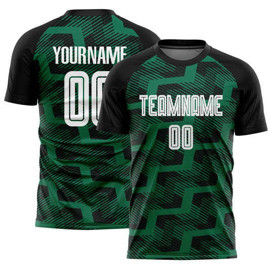 Custom Black White-Kelly Green Line Sublimation Soccer Uniform Jersey - Sky-Custom