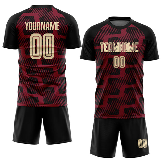 Custom Black Cream-Crimson Line Sublimation Soccer Uniform Jersey - Sky-Custom