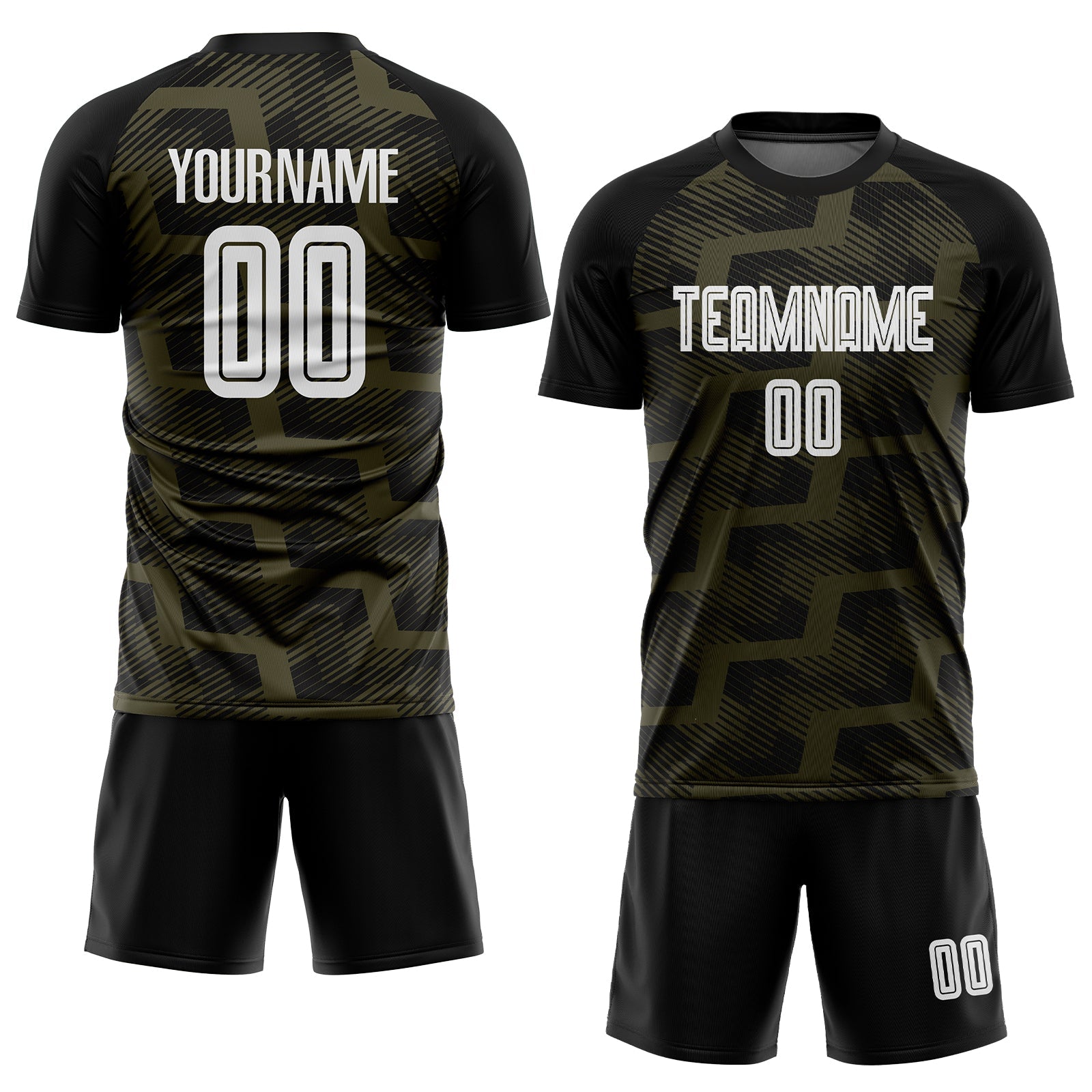 Custom Black White-Olive Line Sublimation Soccer Uniform Jersey - Sky-Custom