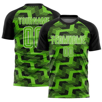 Custom Black Aurora Green-White Line Sublimation Soccer Uniform Jersey - Sky-Custom