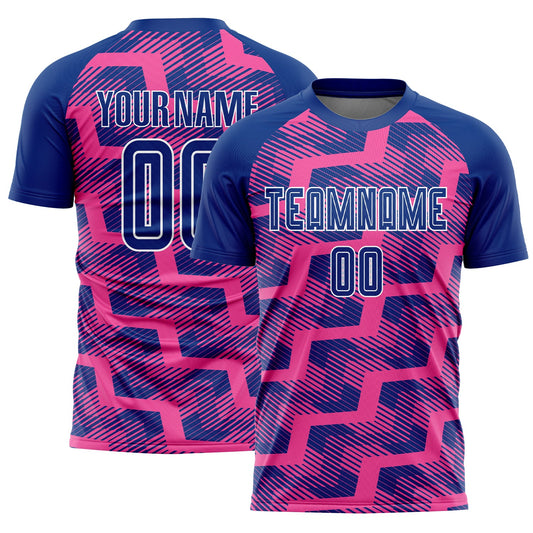 Custom Royal Pink-White Line Sublimation Soccer Uniform Jersey - Sky-Custom