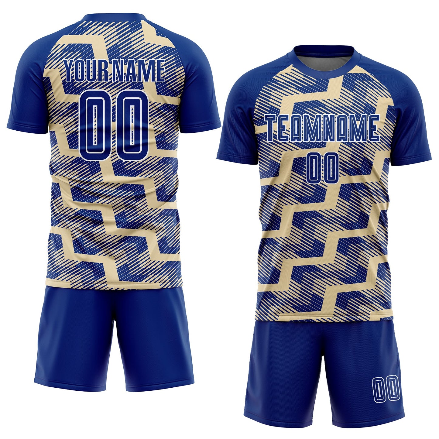 Custom Royal Cream-White Line Sublimation Soccer Uniform Jersey - Sky-Custom