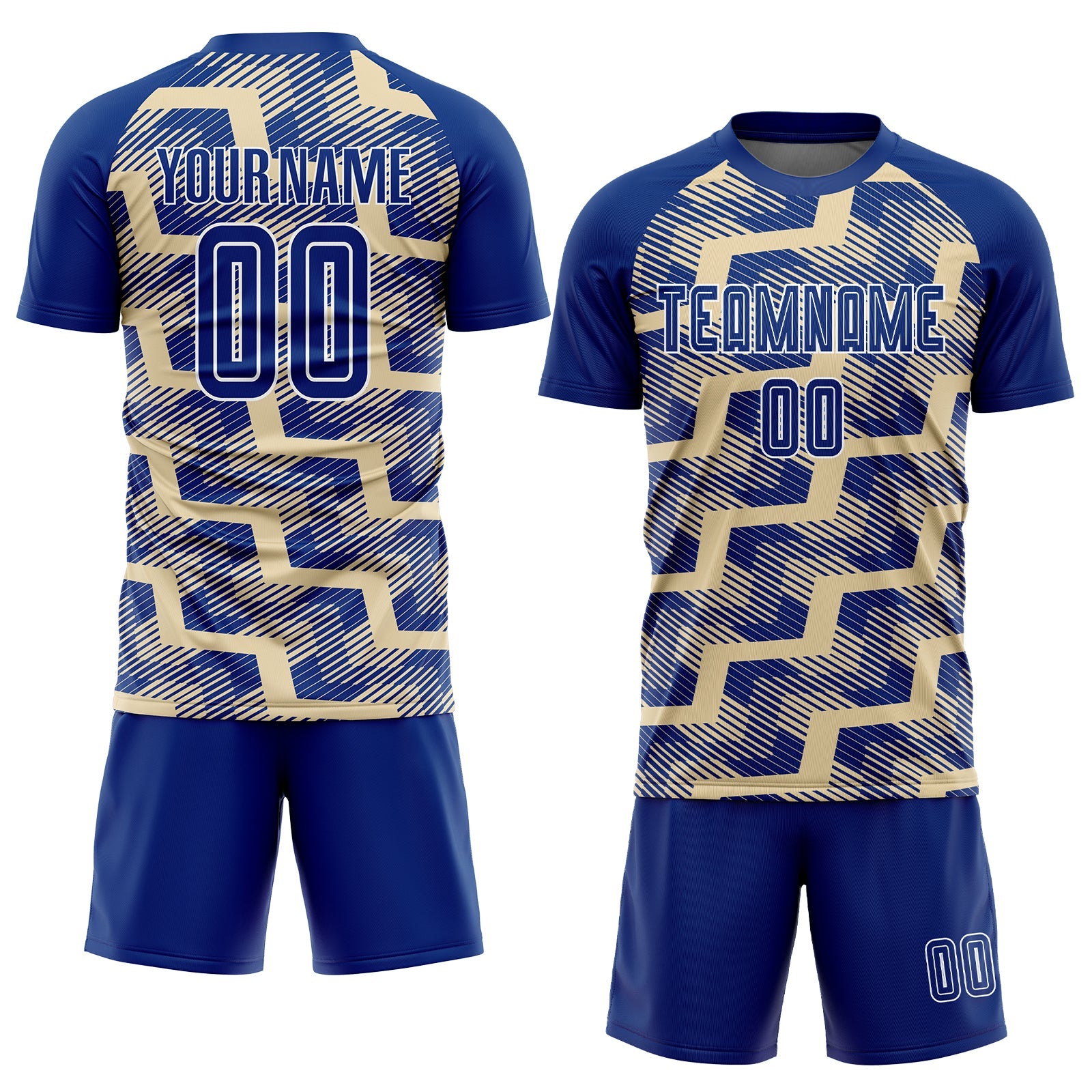 Custom Royal Cream-White Line Sublimation Soccer Uniform Jersey - Sky-Custom