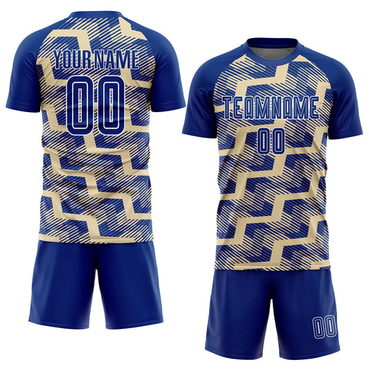 Custom Royal Cream-White Line Sublimation Soccer Uniform Jersey - Sky-Custom
