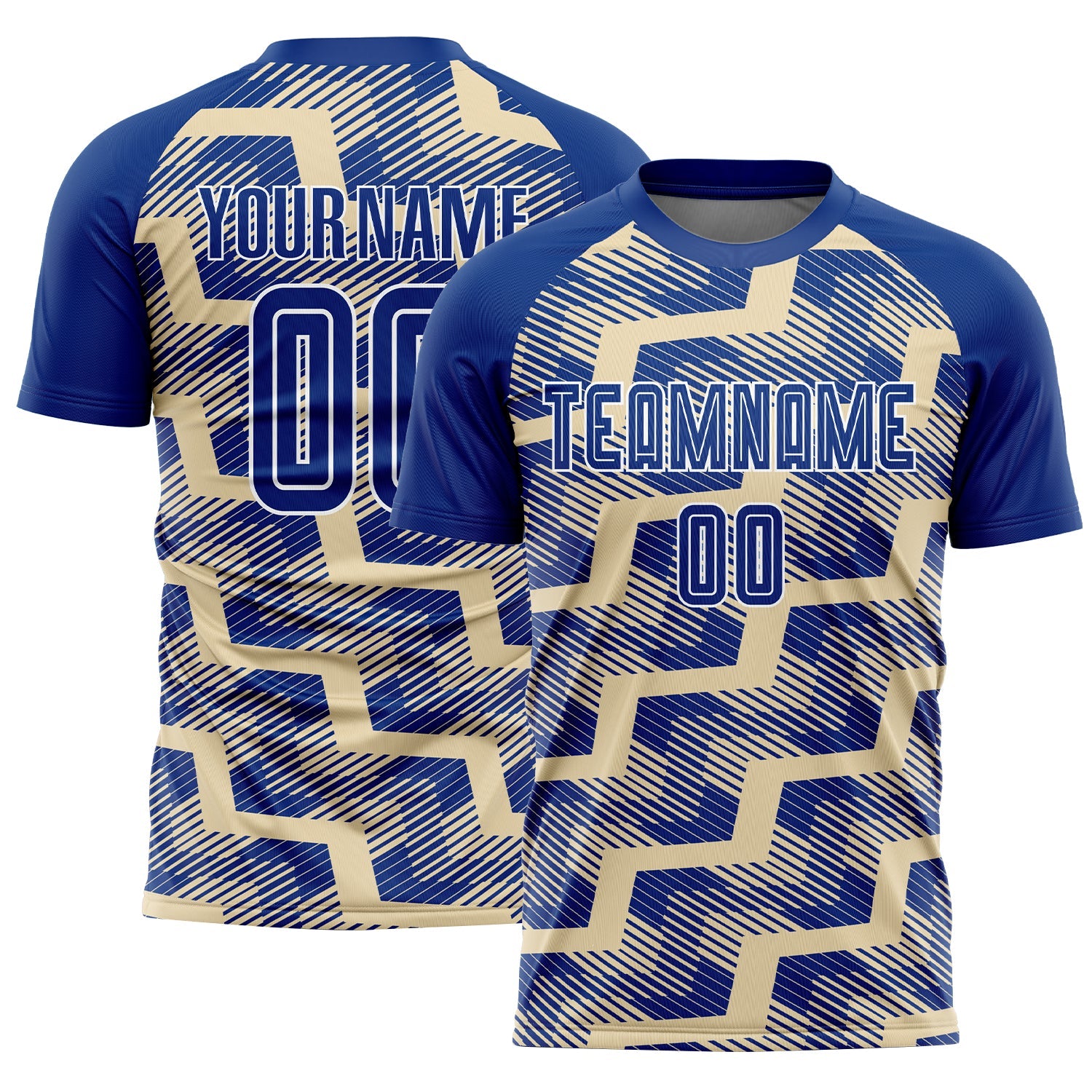 Custom Royal Cream-White Line Sublimation Soccer Uniform Jersey - Sky-Custom