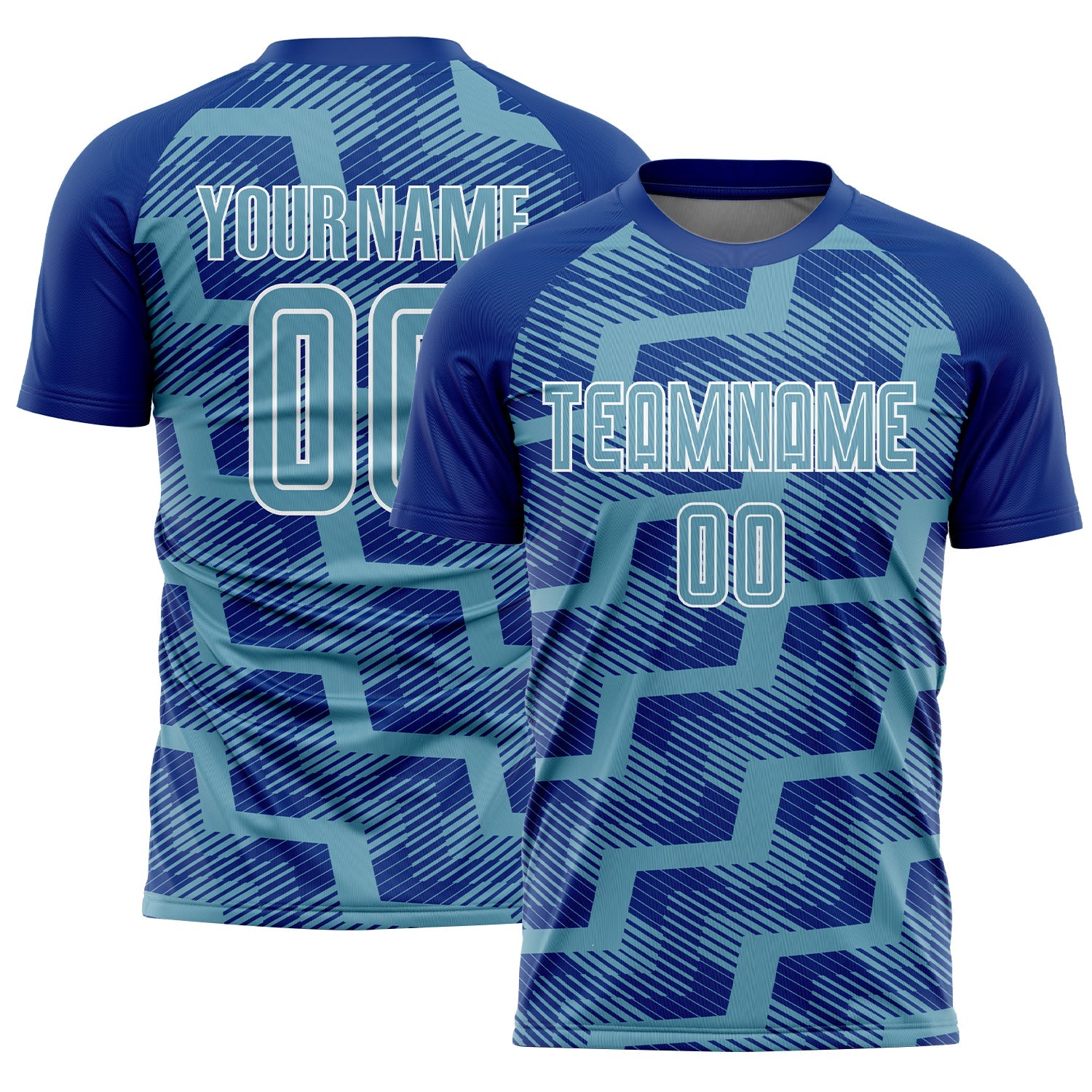 Custom Royal Shadow Blue-White Line Sublimation Soccer Uniform Jersey - Sky-Custom