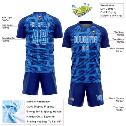 Custom Royal Powder Blue-White Line Sublimation Soccer Uniform Jersey - Sky-Custom