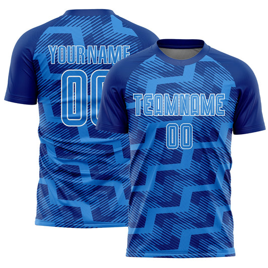 Custom Royal Powder Blue-White Line Sublimation Soccer Uniform Jersey - Sky-Custom
