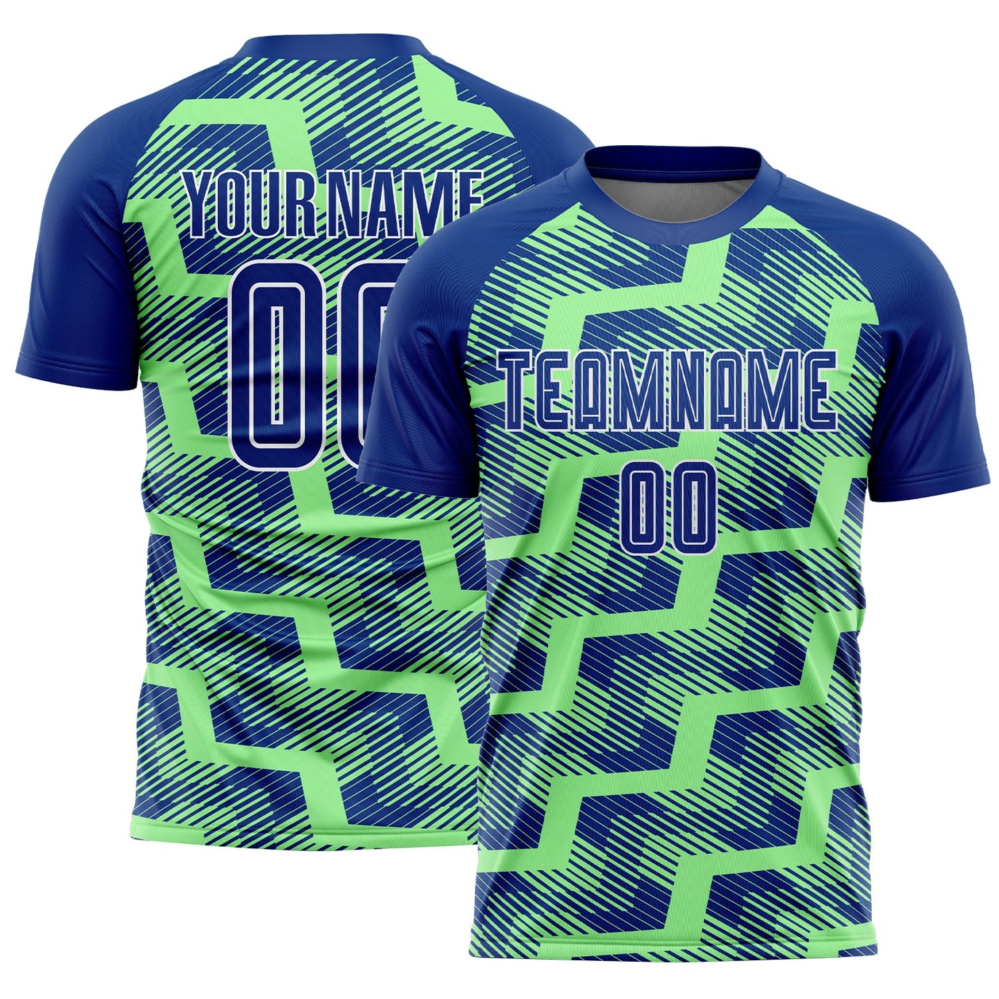 Custom Royal Pea Green-White Line Sublimation Soccer Uniform Jersey - Sky-Custom
