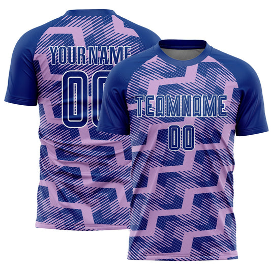 Custom Royal Light Purple-White Line Sublimation Soccer Uniform Jersey - Sky-Custom