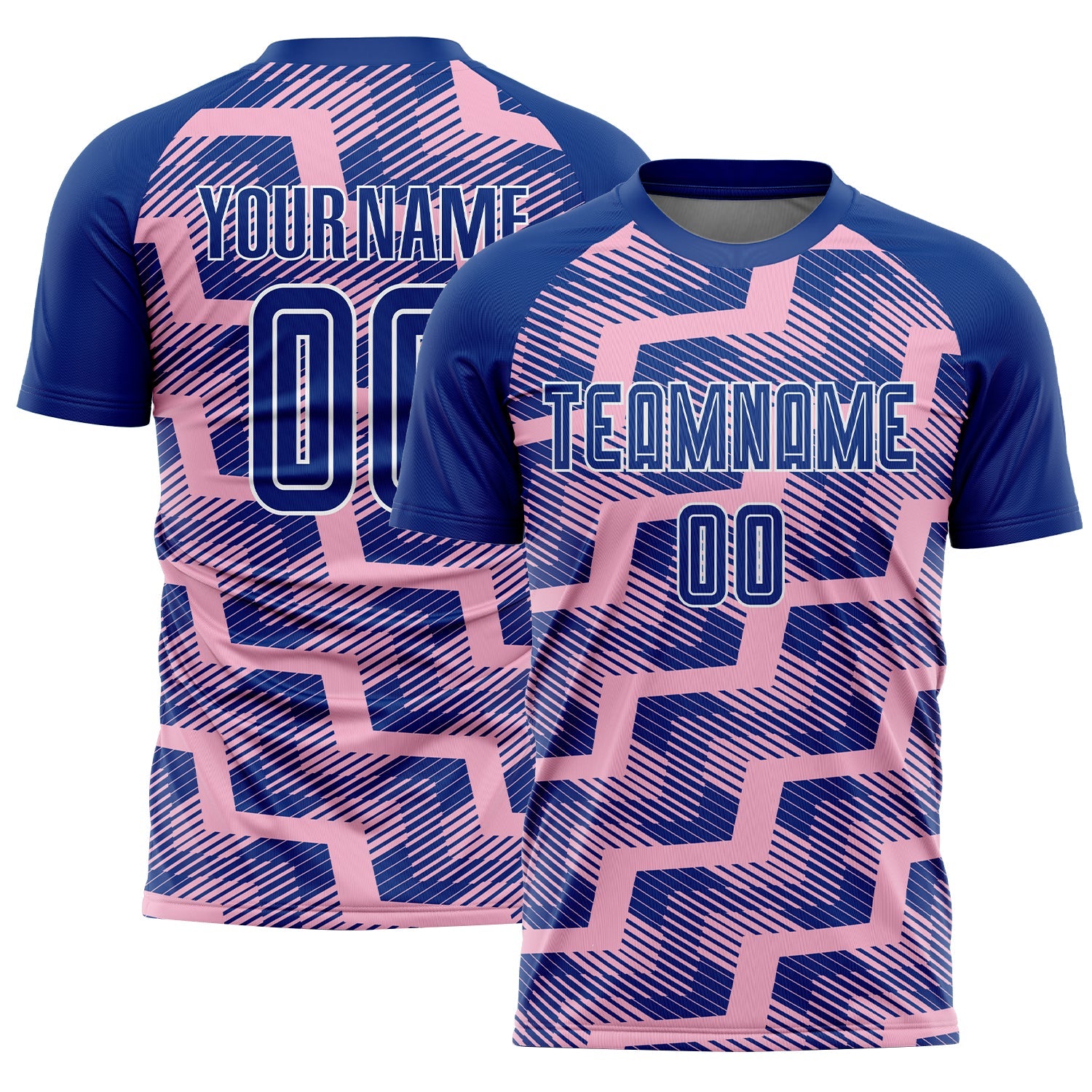 Custom Royal Light Pink-White Line Sublimation Soccer Uniform Jersey - Sky-Custom