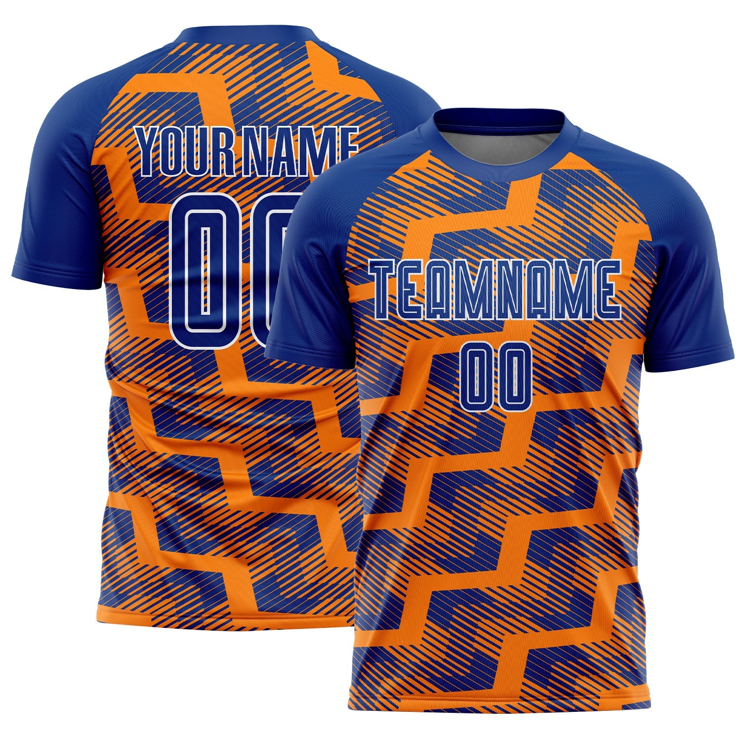 Custom Royal Bay Orange-White Line Sublimation Soccer Uniform Jersey - Sky-Custom
