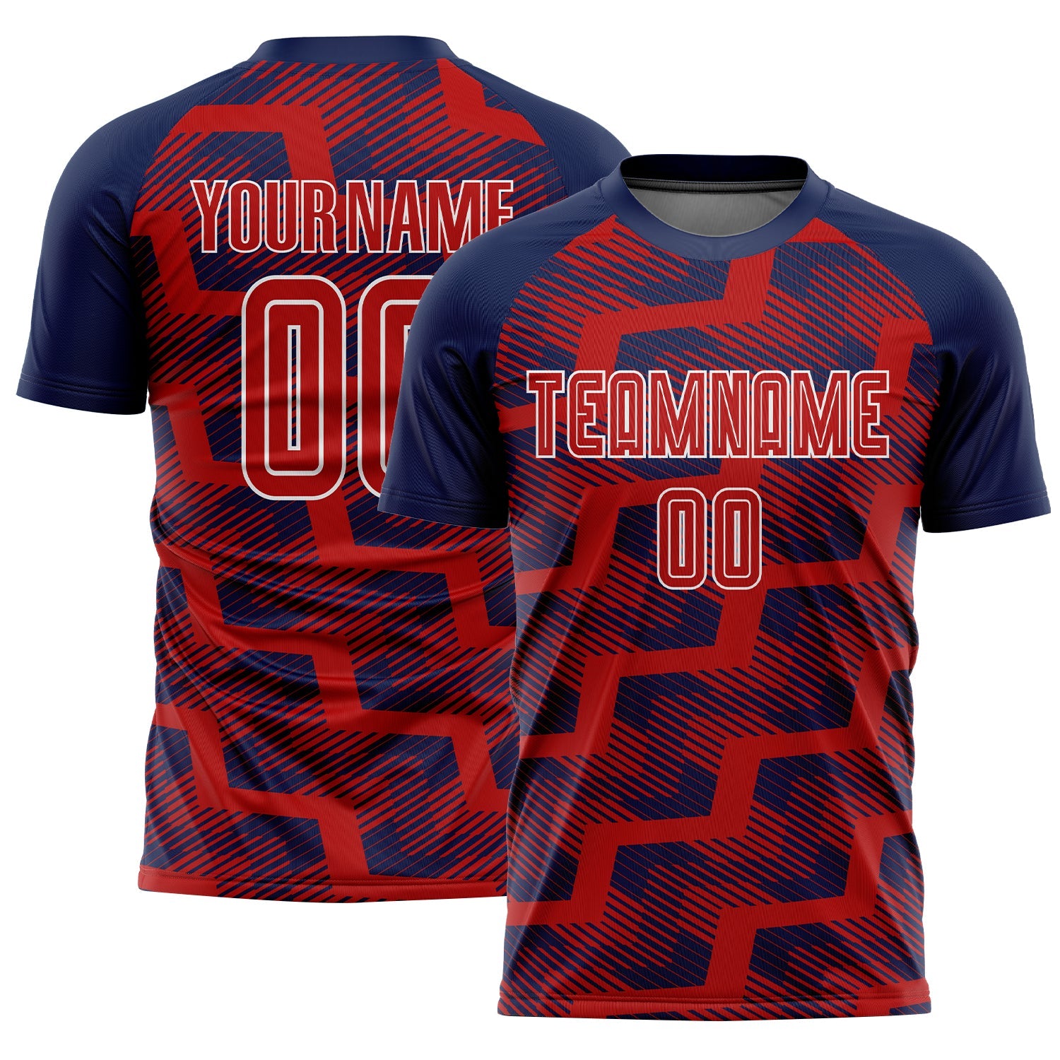 Custom Navy Red-White Line Sublimation Soccer Uniform Jersey - Sky-Custom