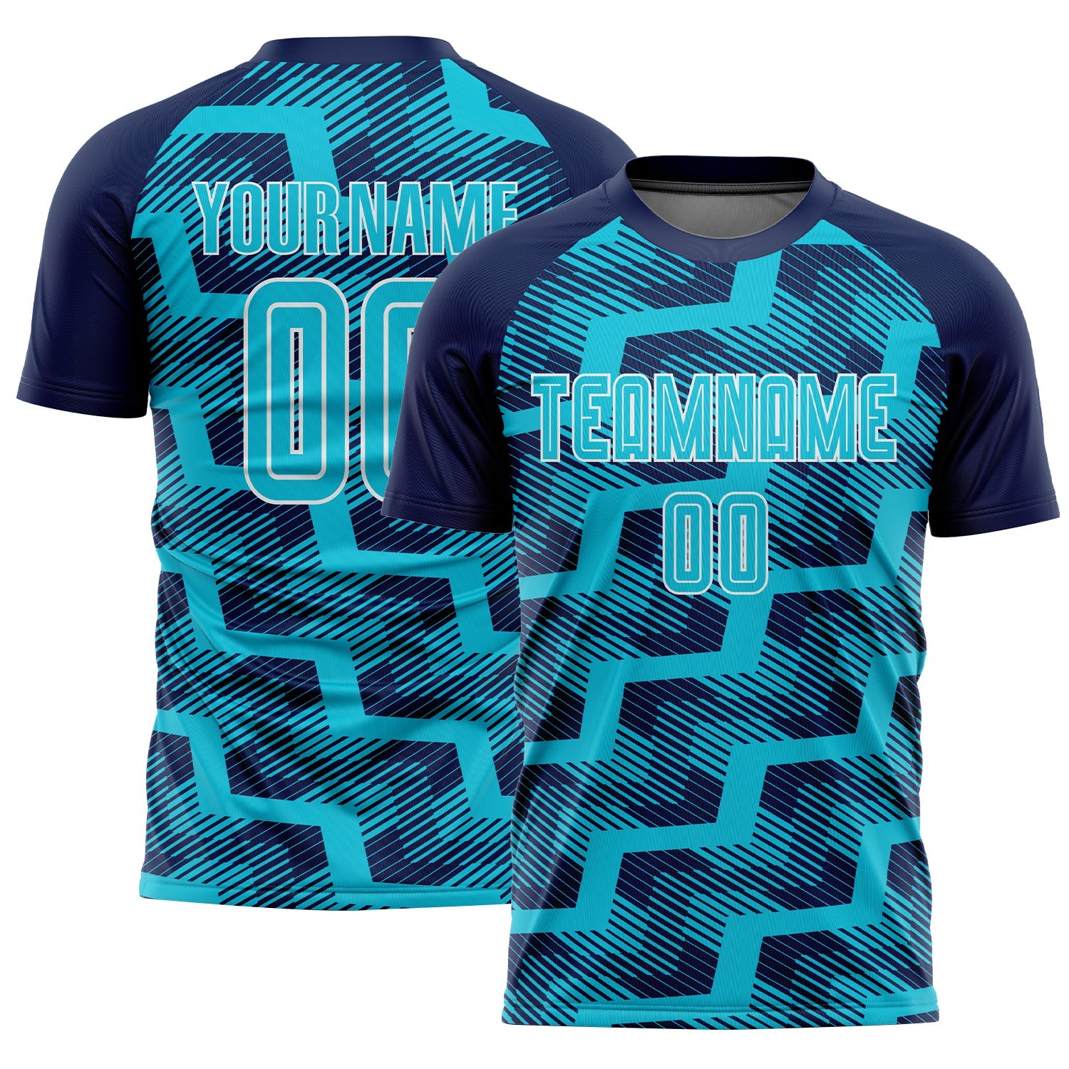 Custom Navy Lakes Blue-White Line Sublimation Soccer Uniform Jersey - Sky-Custom