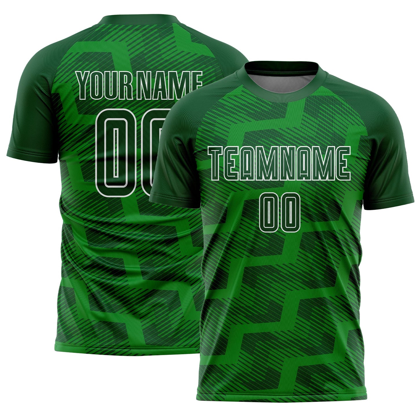 Custom Green Grass Green-White Line Sublimation Soccer Uniform Jersey - Sky-Custom