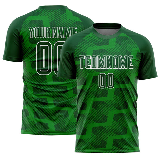 Custom Green Grass Green-White Line Sublimation Soccer Uniform Jersey - Sky-Custom