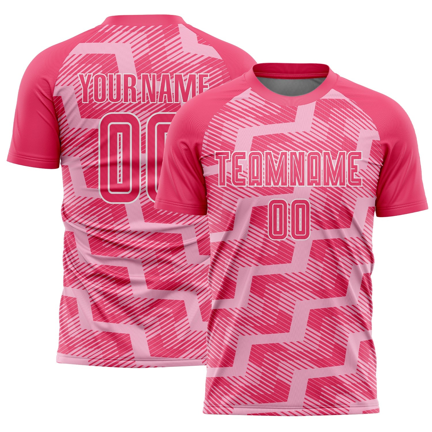 Custom Neon Pink Light Pink-White Line Sublimation Soccer Uniform Jersey - Sky-Custom