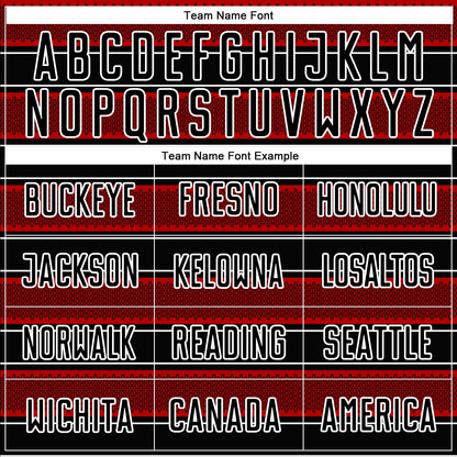 Custom Black Red-White Geometric Shapes And Line Sublimation Soccer Uniform Jersey - Sky-Custom
