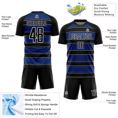 Custom Black Thunder Blue-White Geometric Shapes And Line Sublimation Soccer Uniform Jersey - Sky-Custom