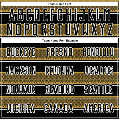 Custom Black Old Gold-White Geometric Shapes And Line Sublimation Soccer Uniform Jersey - Sky-Custom
