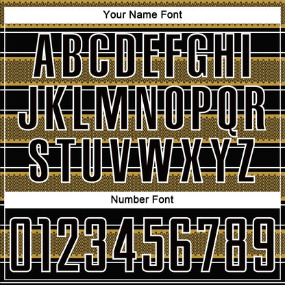 Custom Black Old Gold-White Geometric Shapes And Line Sublimation Soccer Uniform Jersey - Sky-Custom
