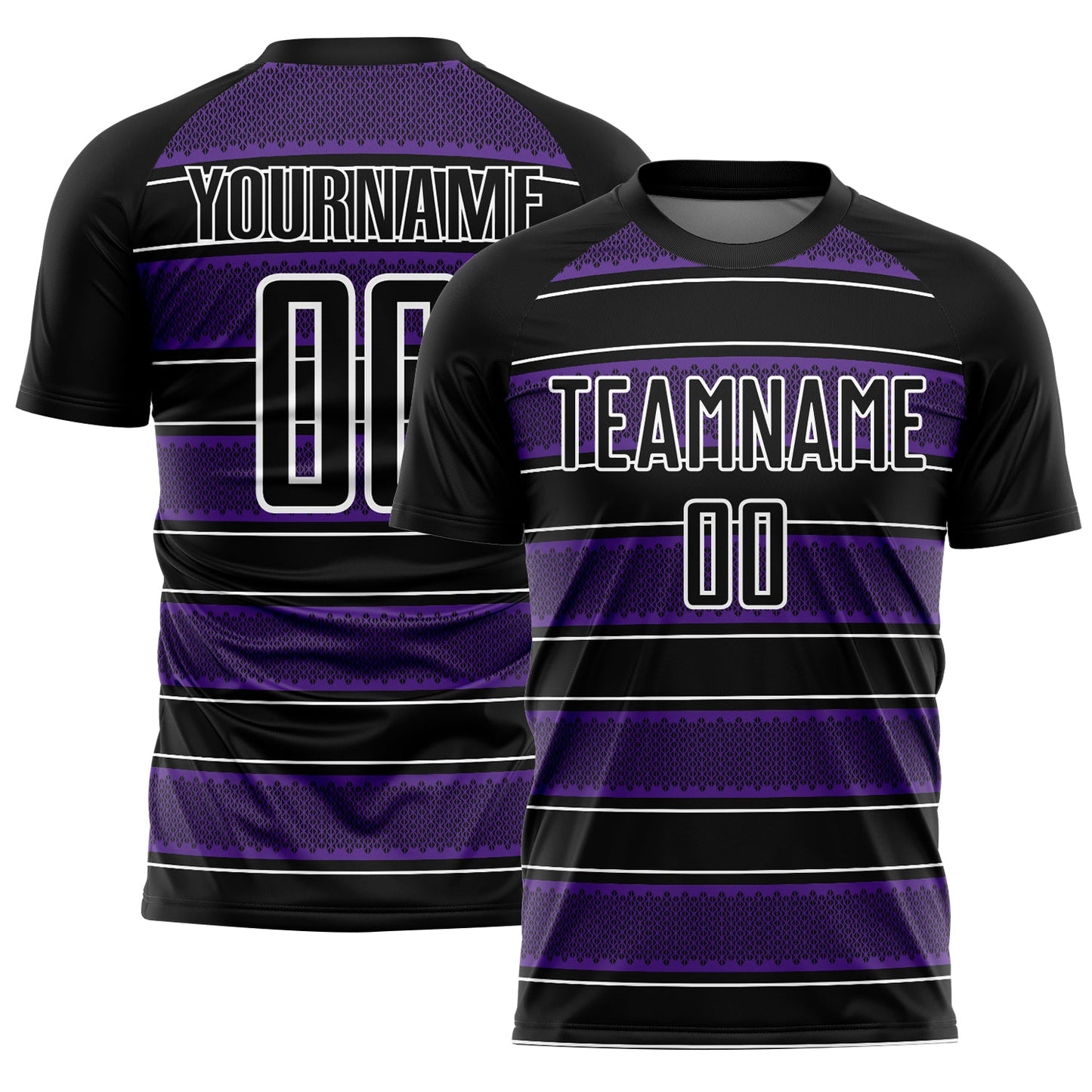 Custom Black Purple-White Geometric Shapes And Line Sublimation Soccer Uniform Jersey - Sky-Custom