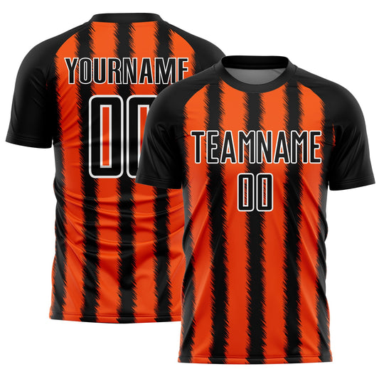 Custom Black Orange-White Line Sublimation Soccer Uniform Jersey - Sky-Custom
