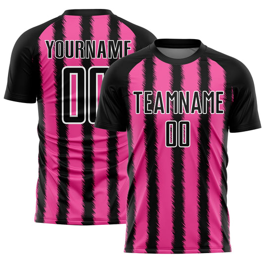 Custom Black Pink-White Line Sublimation Soccer Uniform Jersey - Sky-Custom