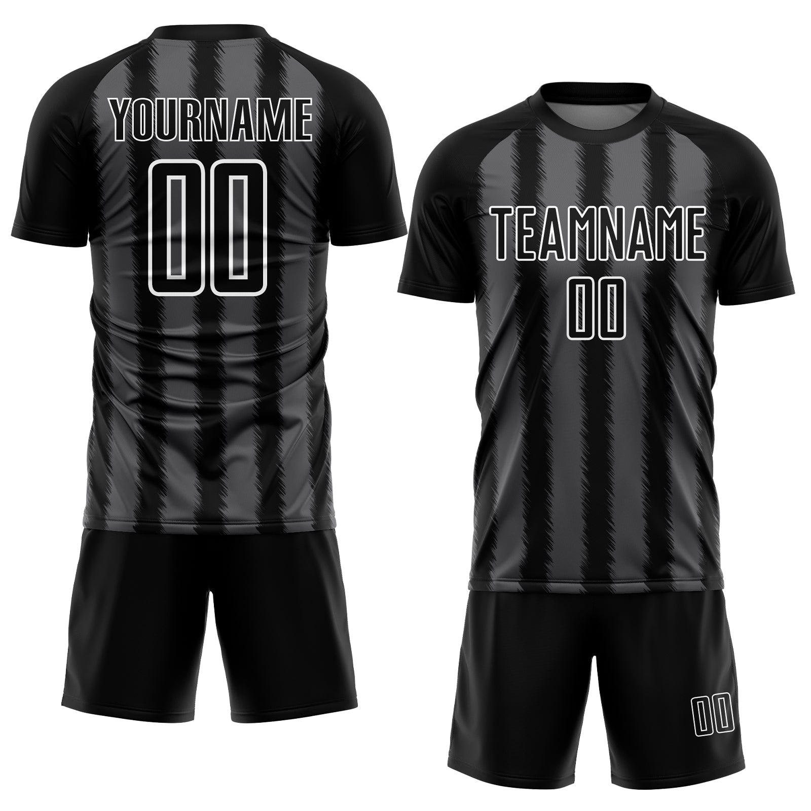 Custom Black Steel Gray-White Line Sublimation Soccer Uniform Jersey - Sky-Custom